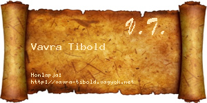 Vavra Tibold névjegykártya